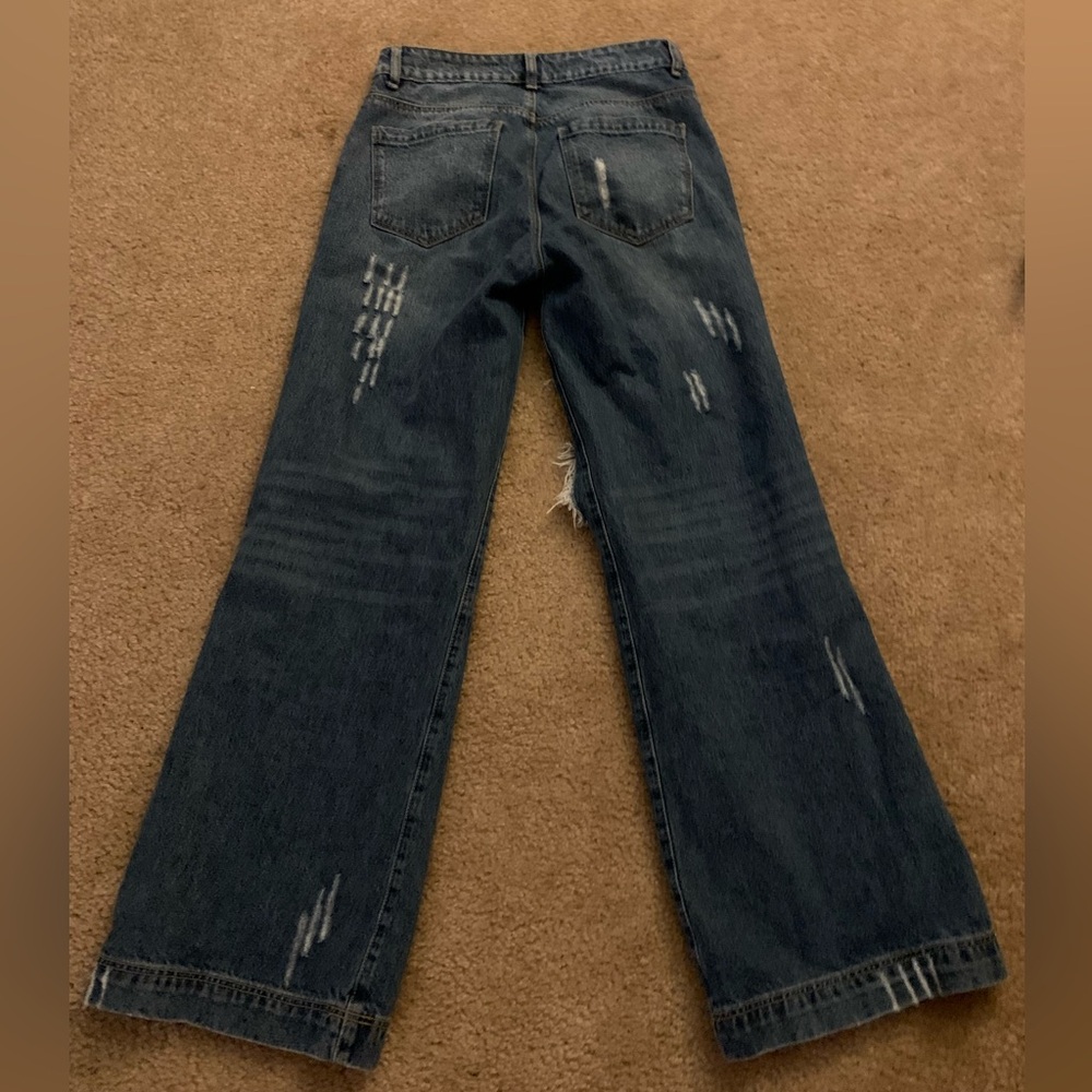 distressed wide leg jeans perfect condition only worn a couple times